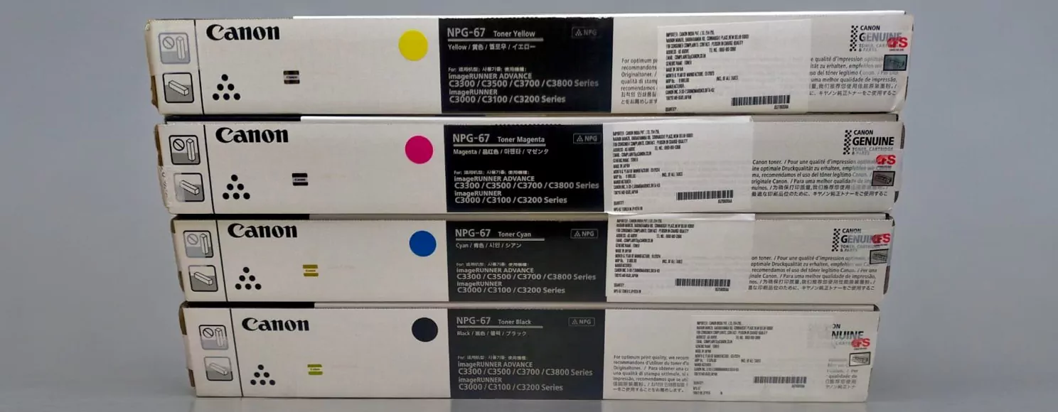 Canon NPG-67 genuine toner cartridges in yellow, magenta, cyan and black for imageRUNNER ADVANCE C-series copiers