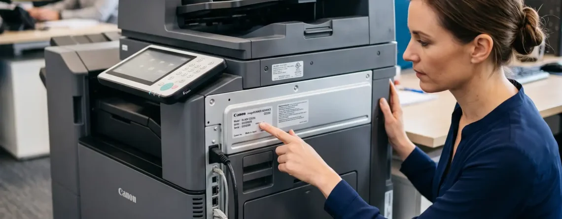 How to find your copier model number on a Canon imageRUNNER copier label