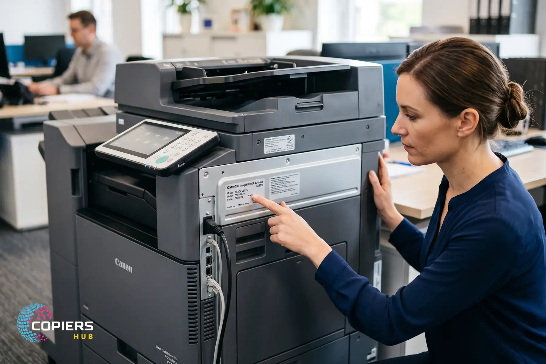 How to find your copier model number on a Canon imageRUNNER copier label